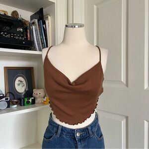 Urban Outfitters brown cowl crop top